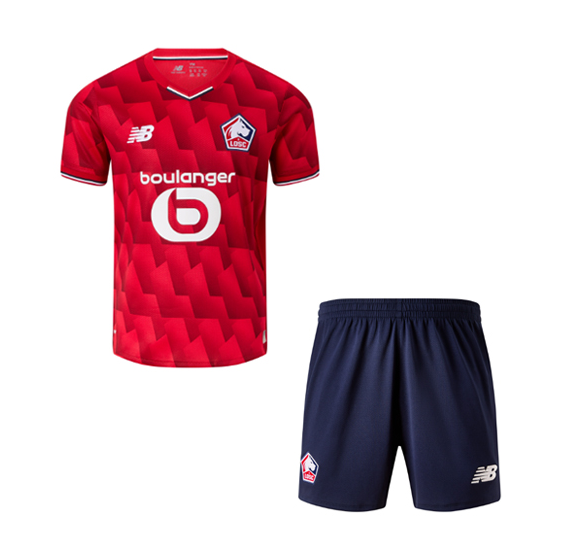 2025-26 Lille OSC Home Kids Soccer Kits Shirt with Shorts